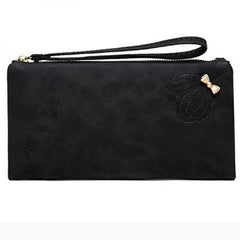 Women's Long Wallet Frosted Zipper Bow Large Capacity Wallet