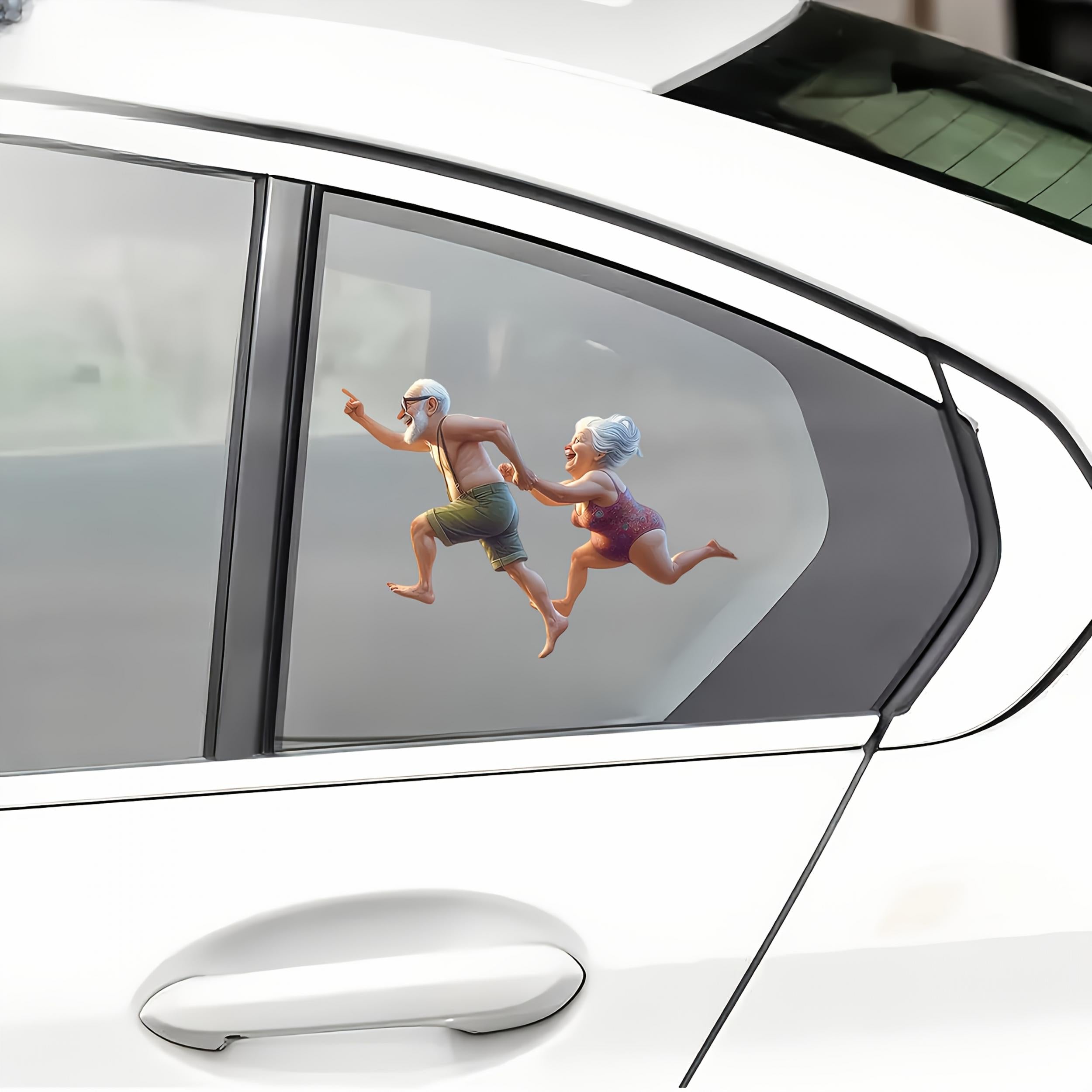 Fun Running Couple Vinyl Waterproof Decals - Smooth Scratch Cover Stickers