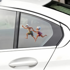Fun Running Couple Vinyl Waterproof Decals - Smooth Scratch Cover Stickers