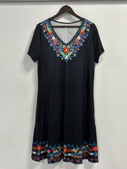 Floral Print V Neck Plus Size Casual Dress
