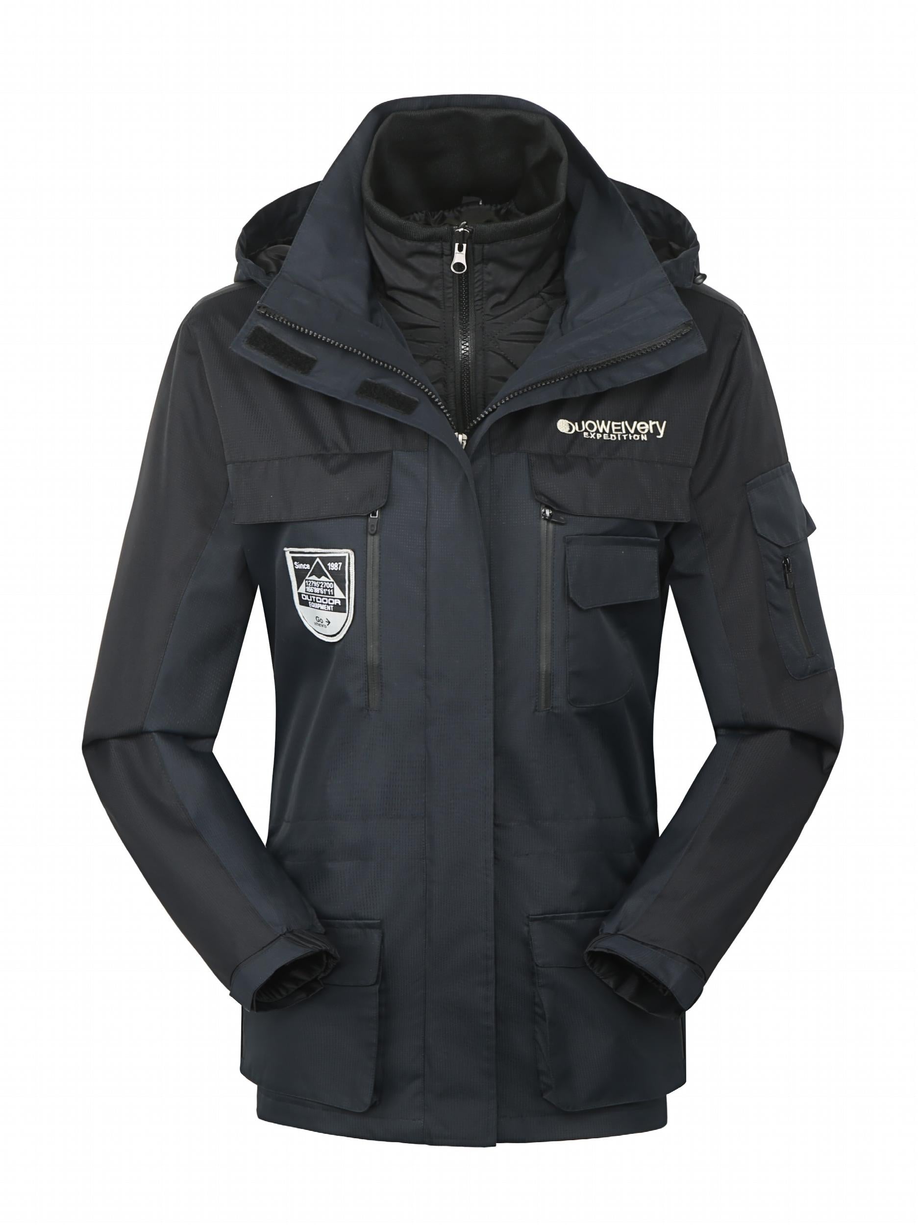 3 in 1 Block Punch Jacket Waterproof Windproof Ski Coat Women's Clothing