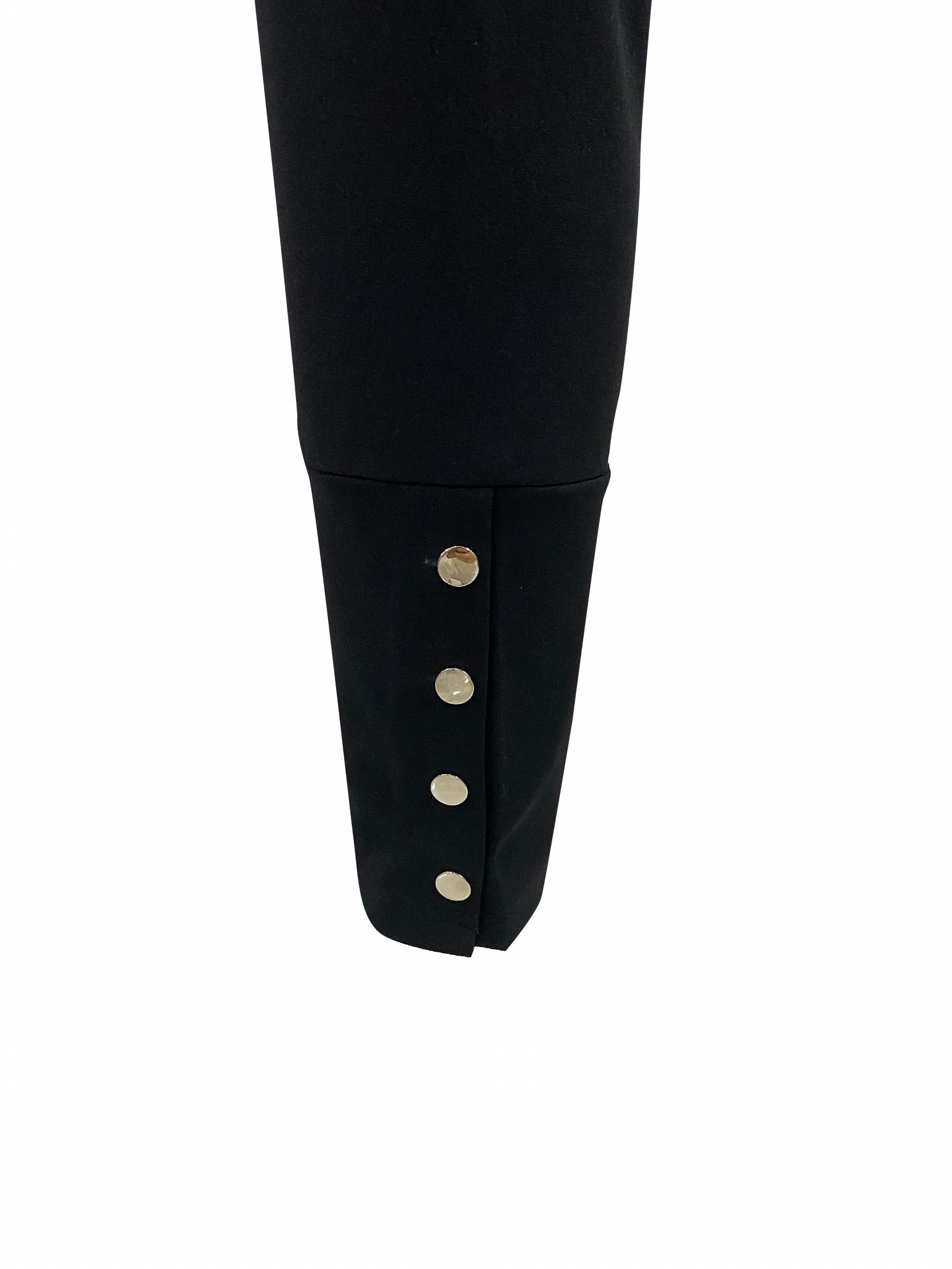 Solid Long Length Leggings with Buttons Women's Clothing