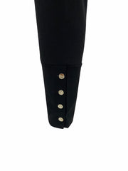 Solid Long Length Leggings with Buttons Women's Clothing