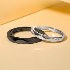 Minimalist Geometric Couple Rings Set Adjustable for Him & Her