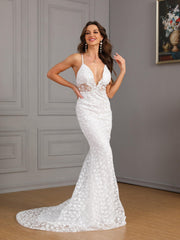 Boho Lace V Neck Wedding Dress