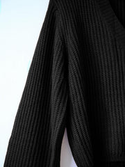 Solid Button Front Knit Cardigan V Neck Sweater