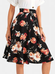 Floral Print High Waist Skirt for Women