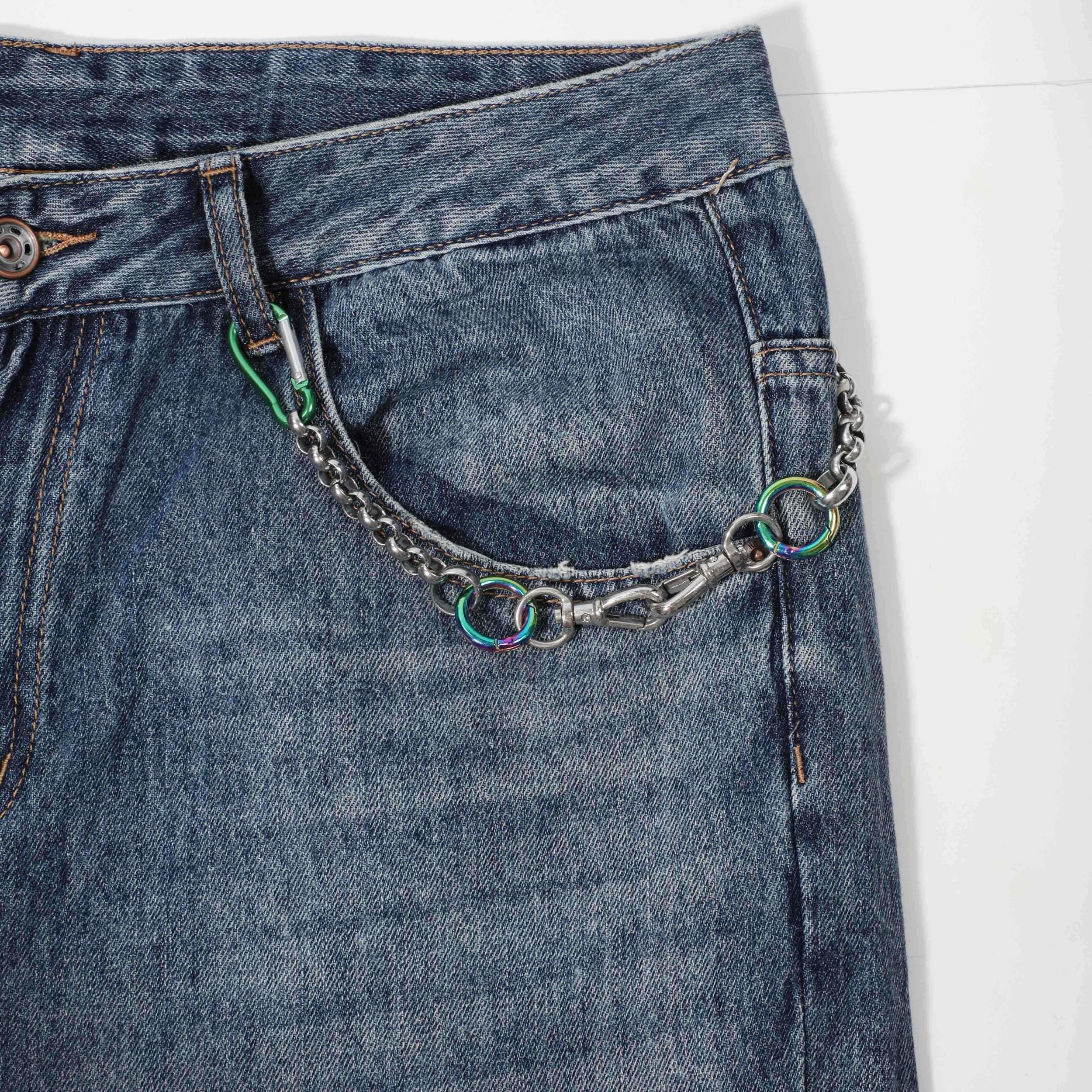 Men's Colorful Iron Pants Chain Hip Hop Style