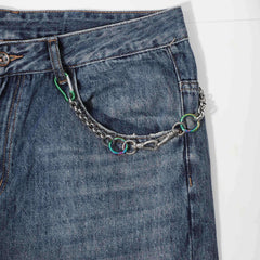 Men's Colorful Iron Pants Chain Hip Hop Style