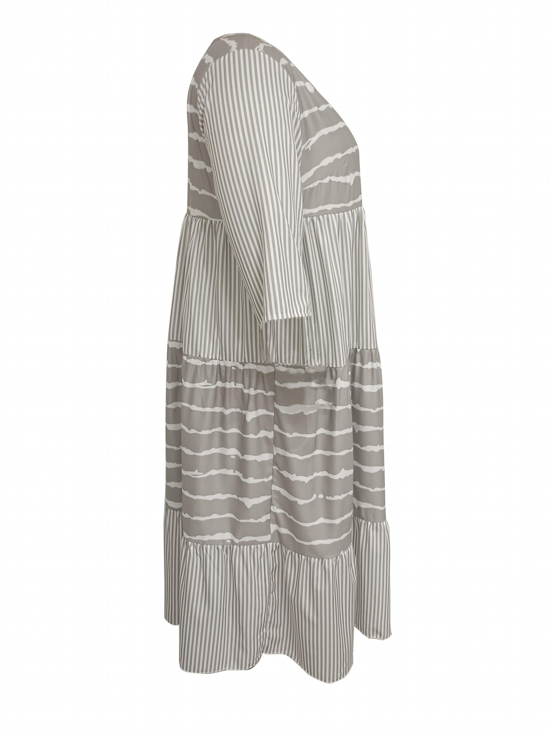  Stripe Print Maxi Dress With Pockets