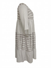  Stripe Print Maxi Dress With Pockets