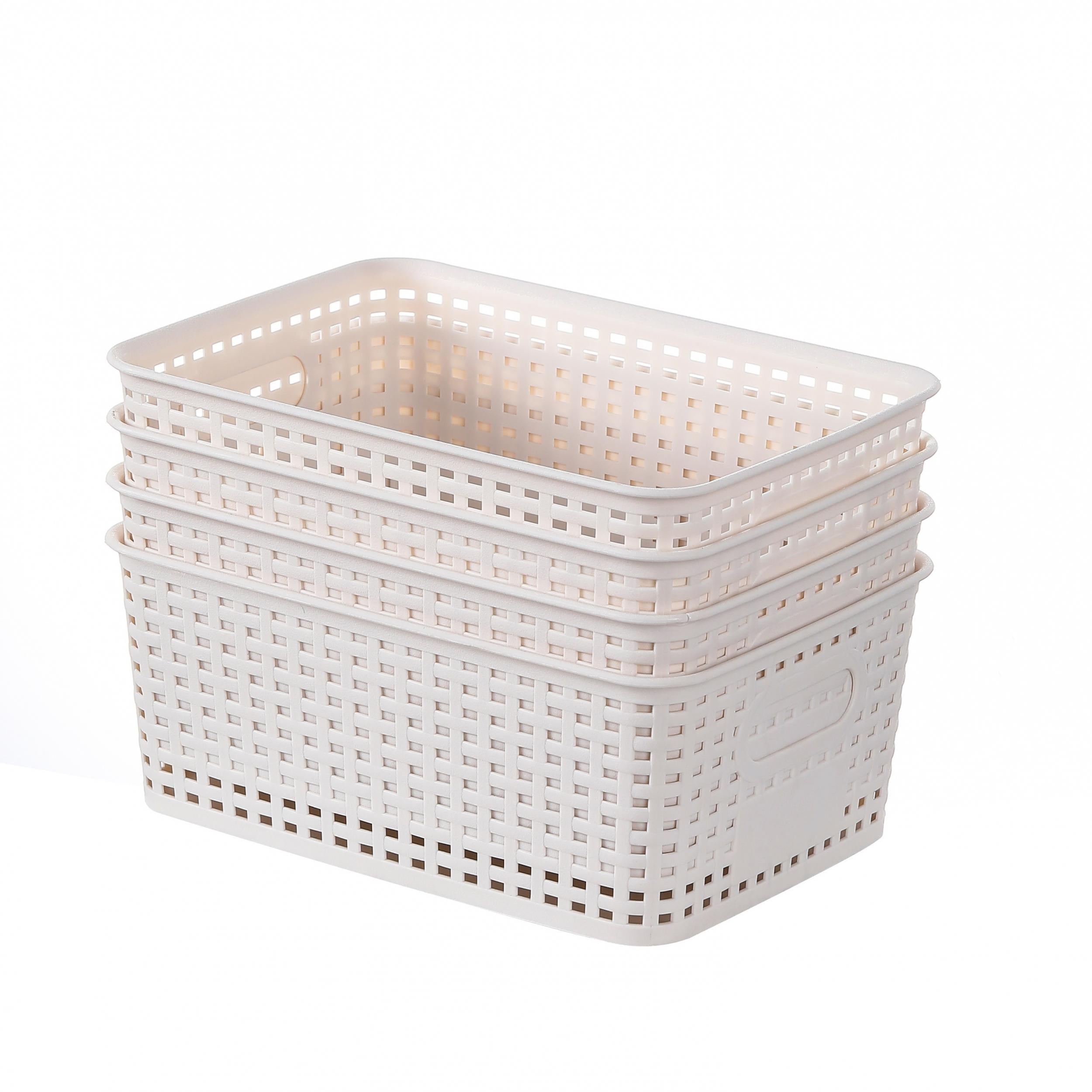 6pcs Plastic Weave Storage Bins - Home Organization and Storage
