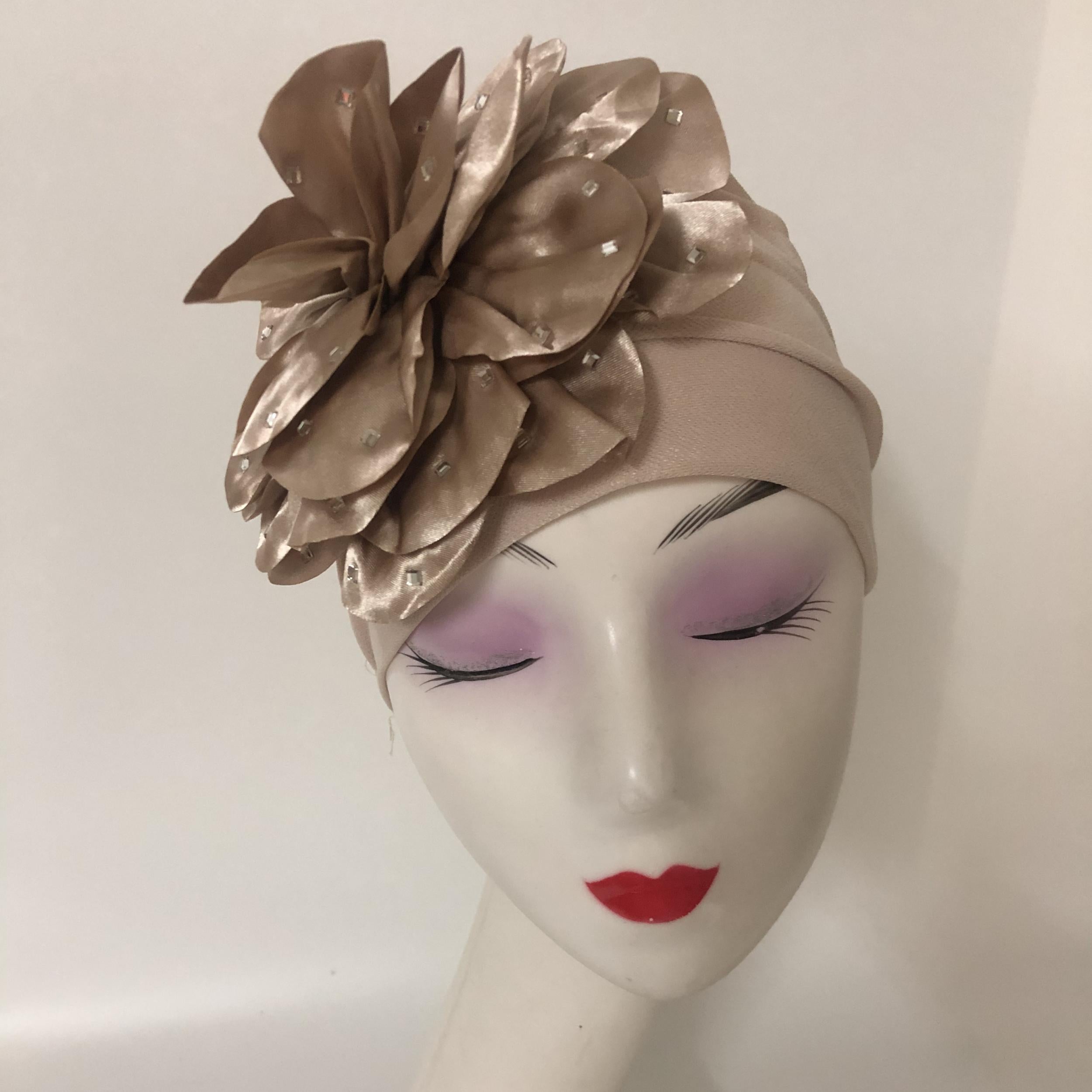 Rivet Decor Flower Turban Cap Head Wrap Lightweight Head Wrap Chemo Hats