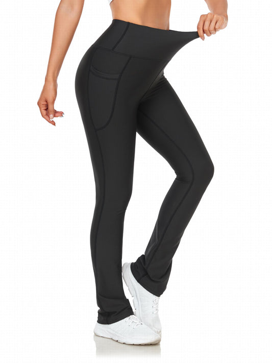 High Waist Wide Leg Pants Sweat Absorption Stretchy Yoga Dance Flared Pants