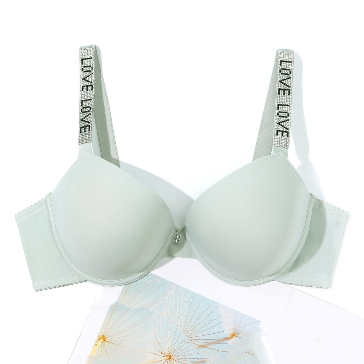  Rhinestone Letter Tape Push Up T-shirt Bra