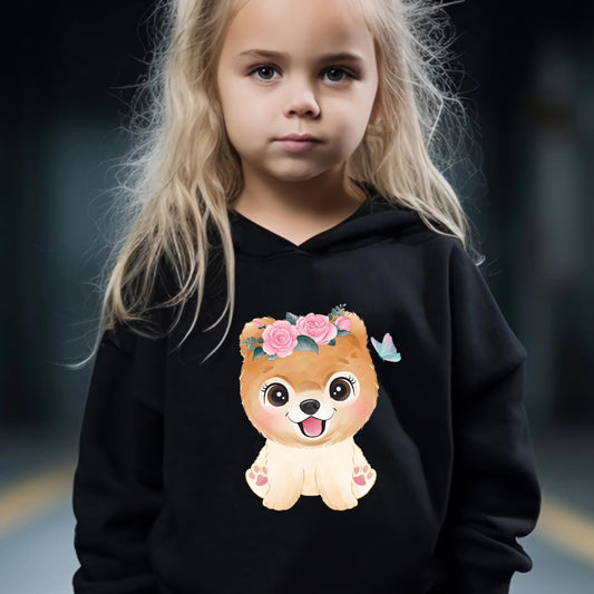 Flower Puppy Print 2pcs Girls Outfits For Sports Spring Fall Outdoor Gift