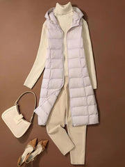 Slim Fit Sleeveless Puffer Jacket Hooded