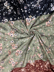  Colorblock Ditsy Print Cardigan