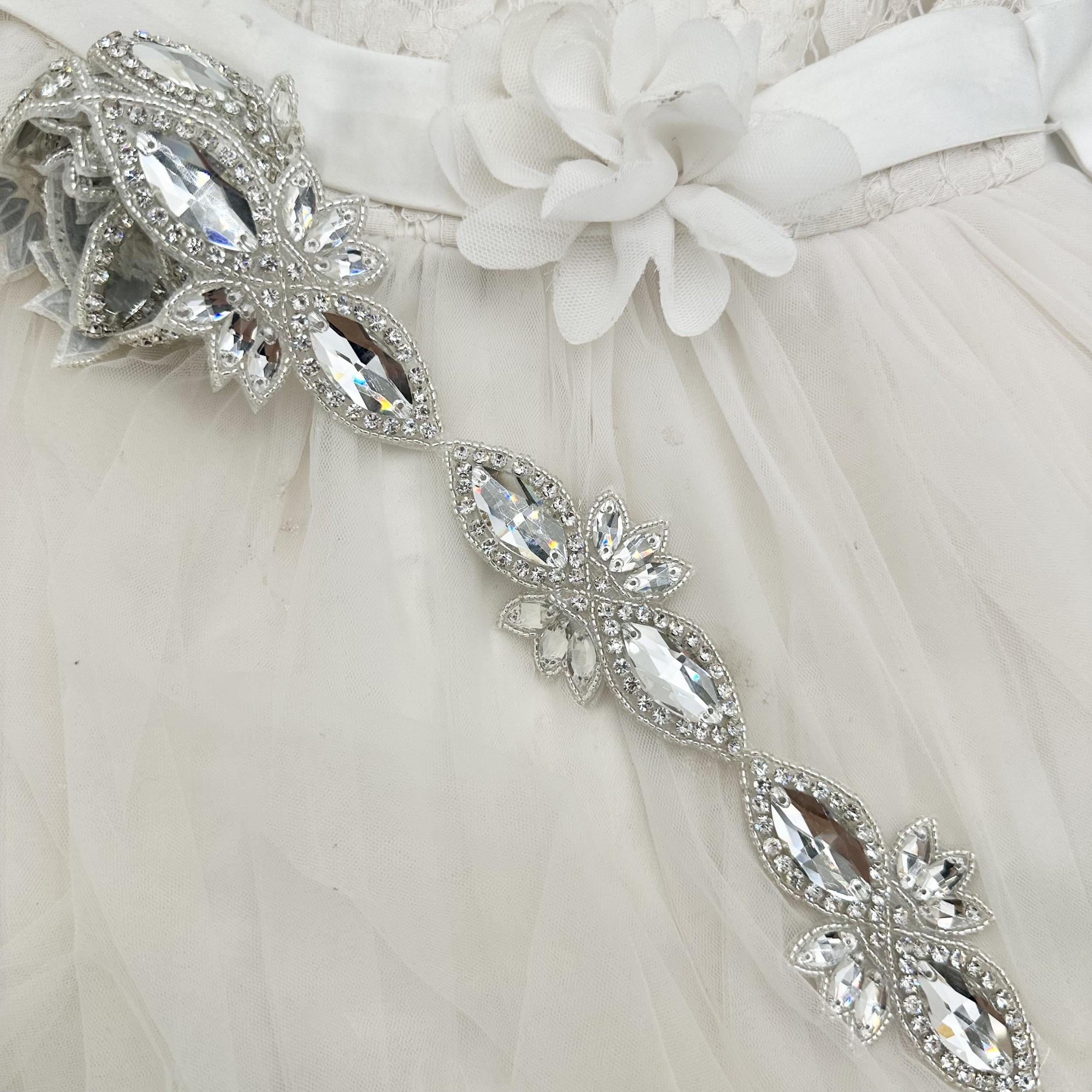 Elegant Glass Buckle with Golden Leaves and Crystal Beads