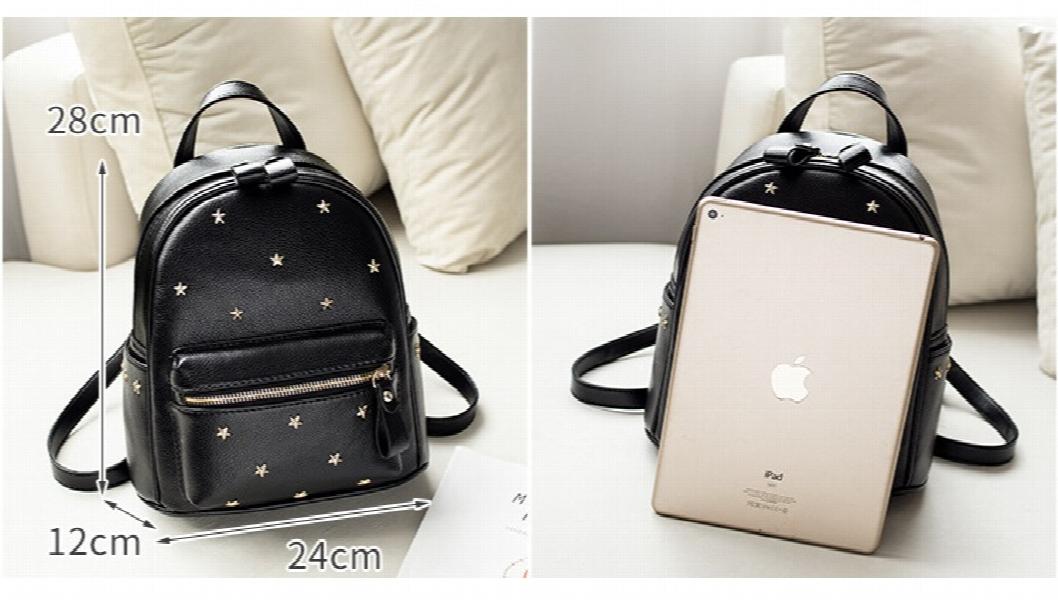Small Rivet Women Backpack for Girls PU Leather Travel Shoulder Bag
