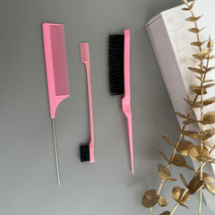 3pcs Hair Styling Comb Set Teasing Hair Brush Rat Tail Comb Edge Brush