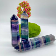 4 Inch Rainbow Crystal Tower Healing Point Wand Obelisk Specimen