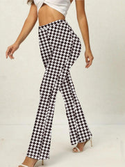  Houndstooth Flared Leg Trousers