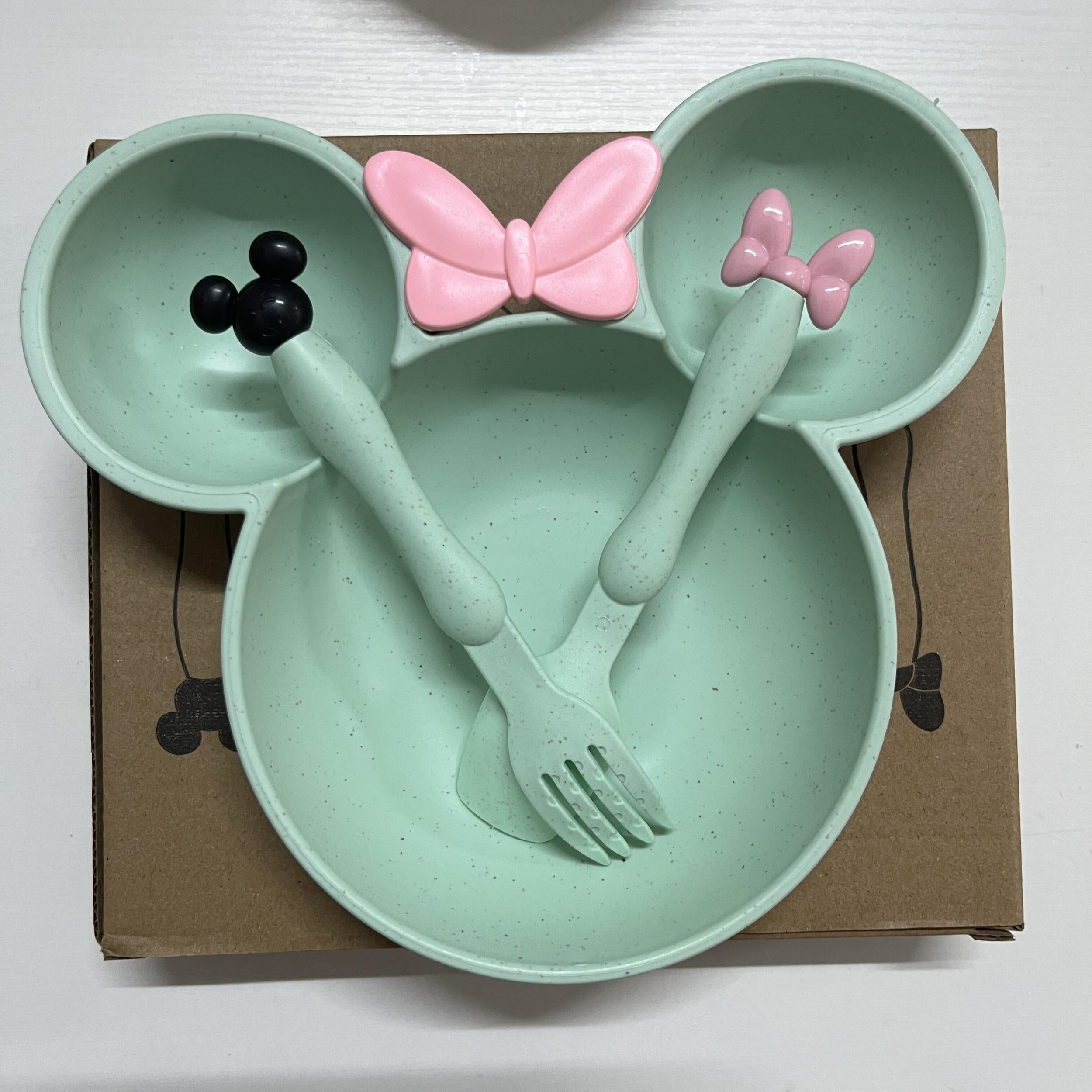 3pcs Kids Wheat Straw Dinner Plate Set Non-toxic Dishwasher Safe BPA Free
