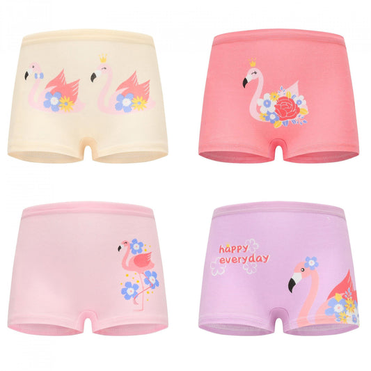 4pcs Girls Animal Boxer Briefs Soft Breathable Kids Underwear