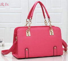 Stacy Leather Handbag with Chains Tote Shoulder Bag