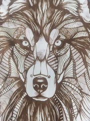 Women's Plus Wolf Print Leggings Medium Stretch Casual Pants