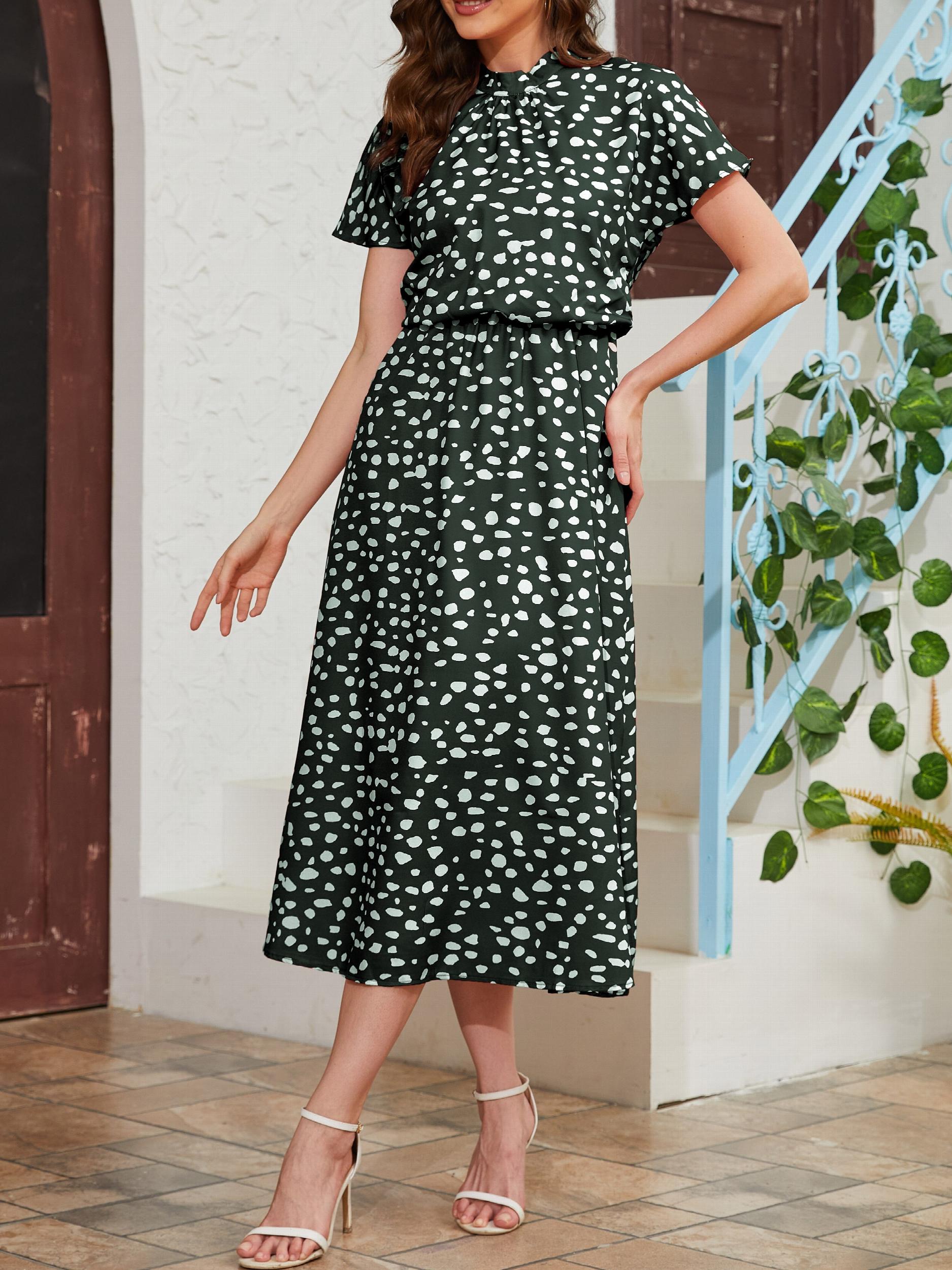 Vintage Short Sleeve Midi Dress for Spring & Summer