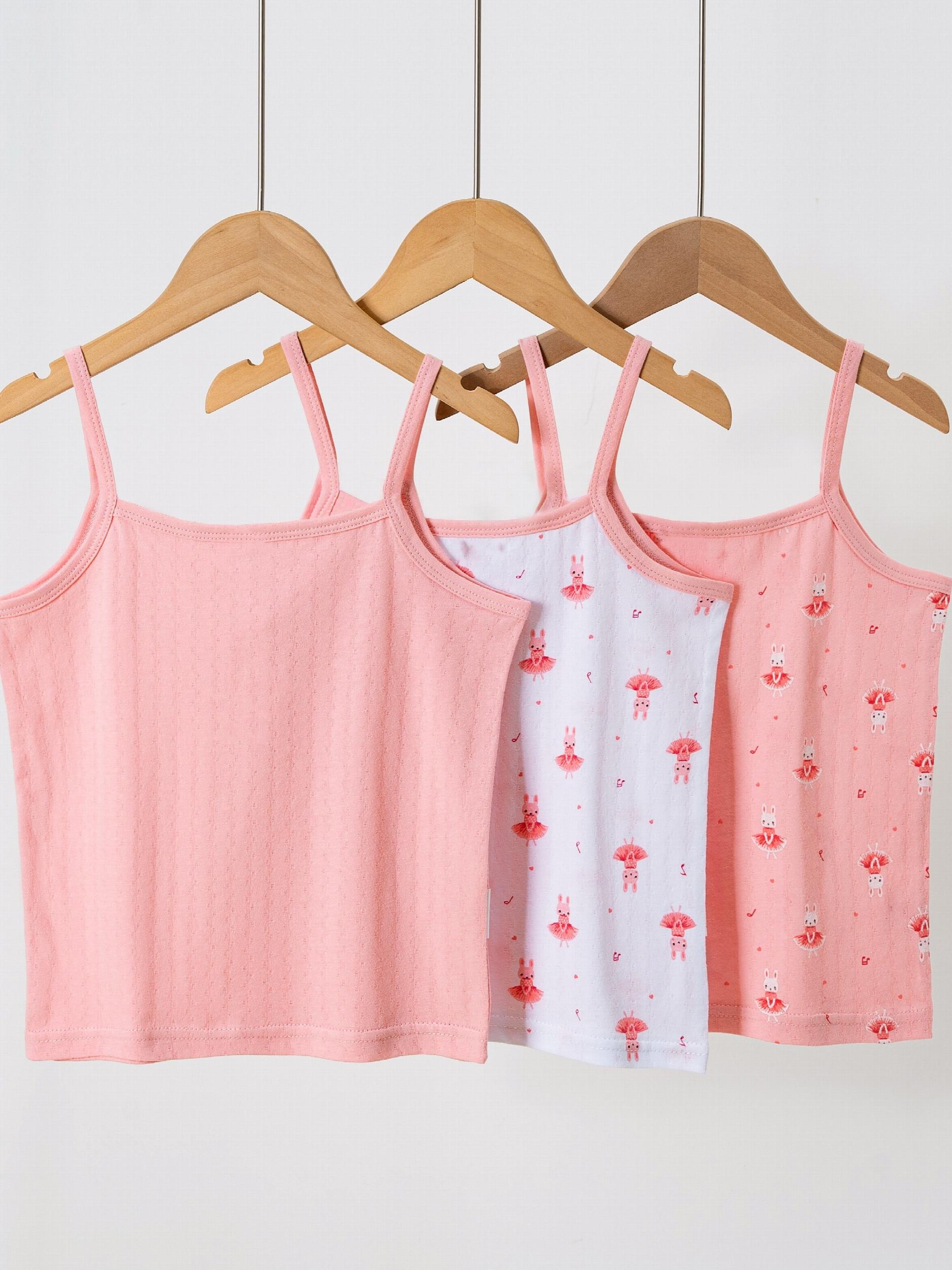 Girls' Cotton Tank Top Set, Slim Fit Pajamas, Class A Inner Wear