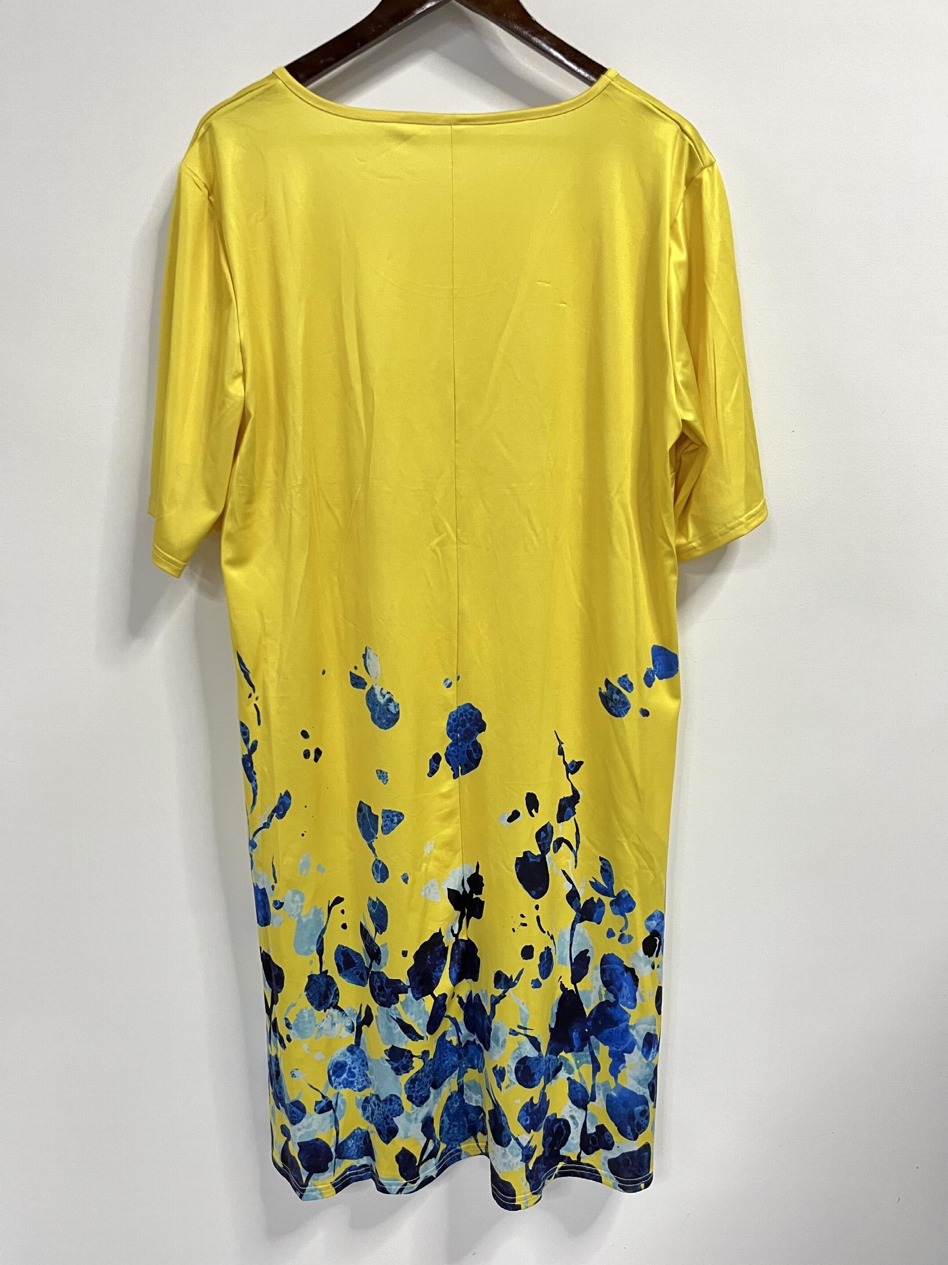 Floral Print Short Sleeve Plus Size Casual Dress
