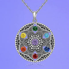 7 Chakra Necklace Ring Lotus Pendant Yoga Chakra Healing Stone Bar Necklace