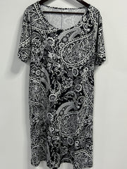  Paisley Print Short Sleeve Casual Dress with Pockets