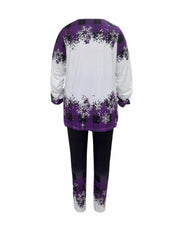  Christmas Snowman Print Tunic Top & Leggings Set
