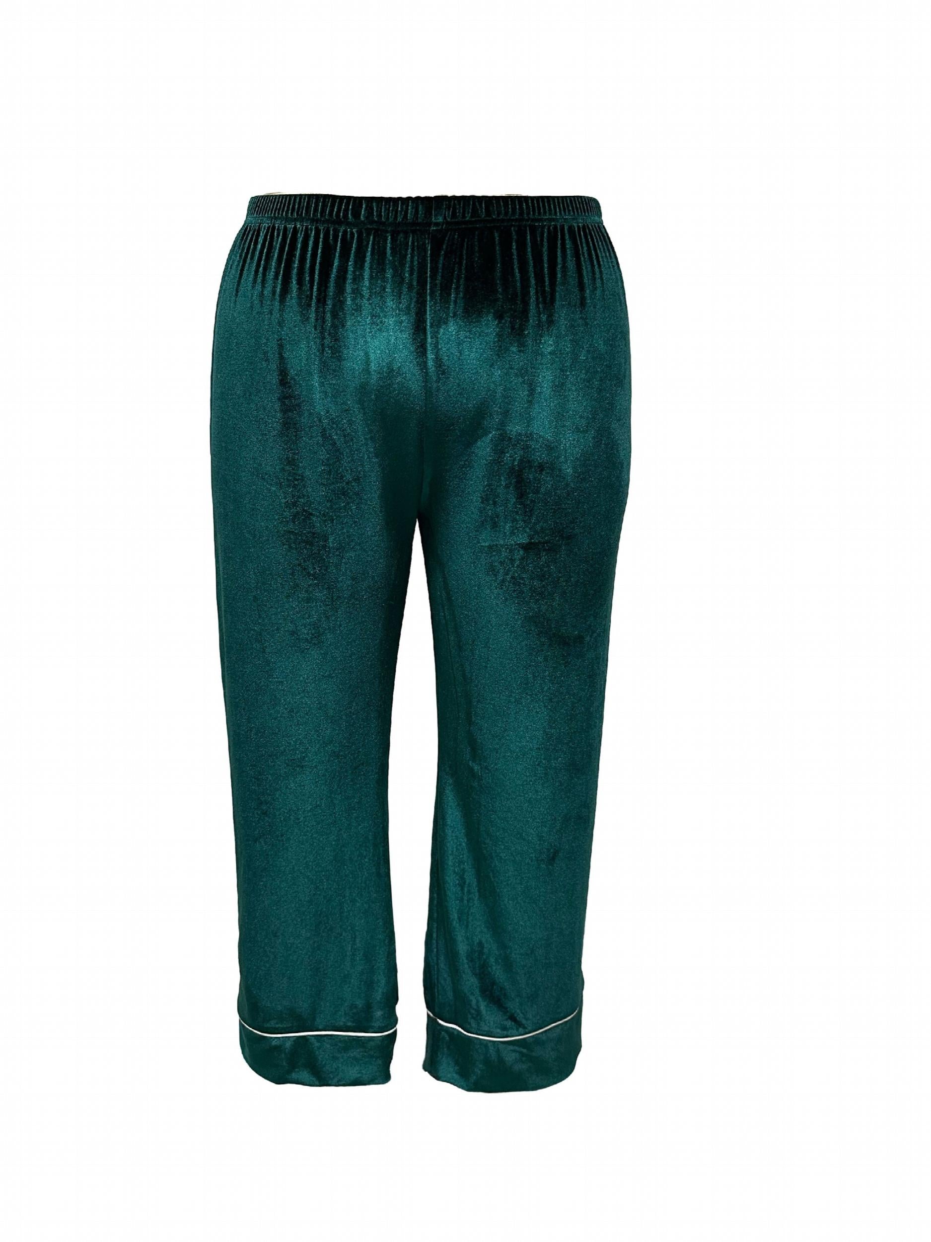  Velvet Shirt & Pants Lounge Set Long Sleeve Button Up Pajamas