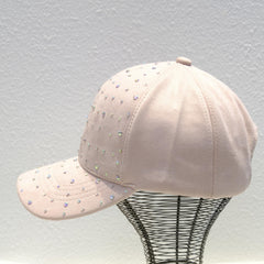 Pink Suede Baseball Cap Full Rhinestone Decor Sunscreen Dad Hats