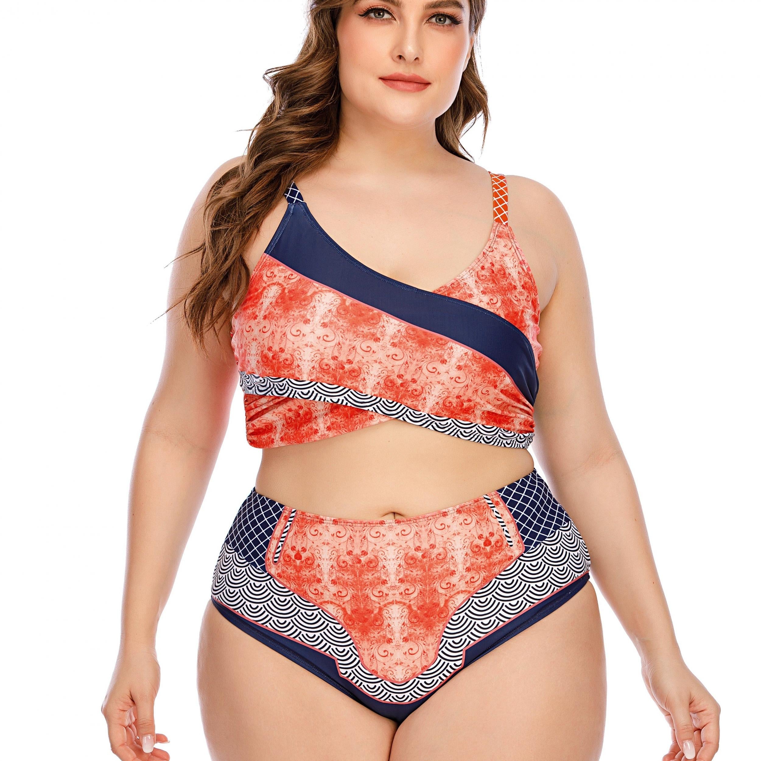  Colorblock Bikini Set Crop Tank Top & Underwear Swimsuit