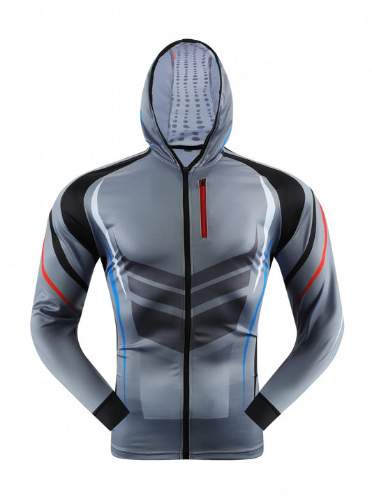 Men's UV Protection Fishing Hoodie Lightweight Sunblock Sport Jacket