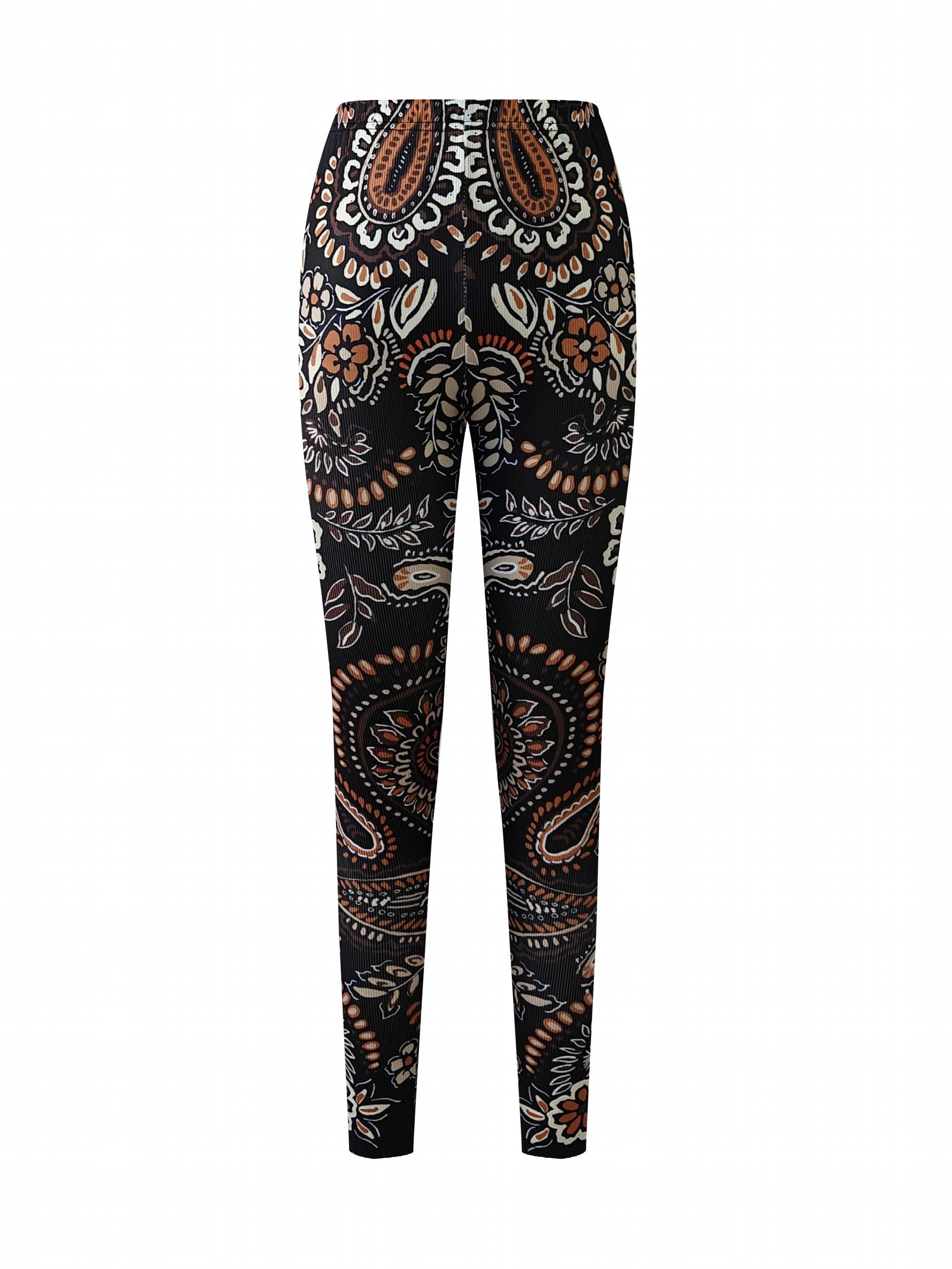 Paisley Print Yoga Workout Pants High Stretch Running Sports Fitness Leggings