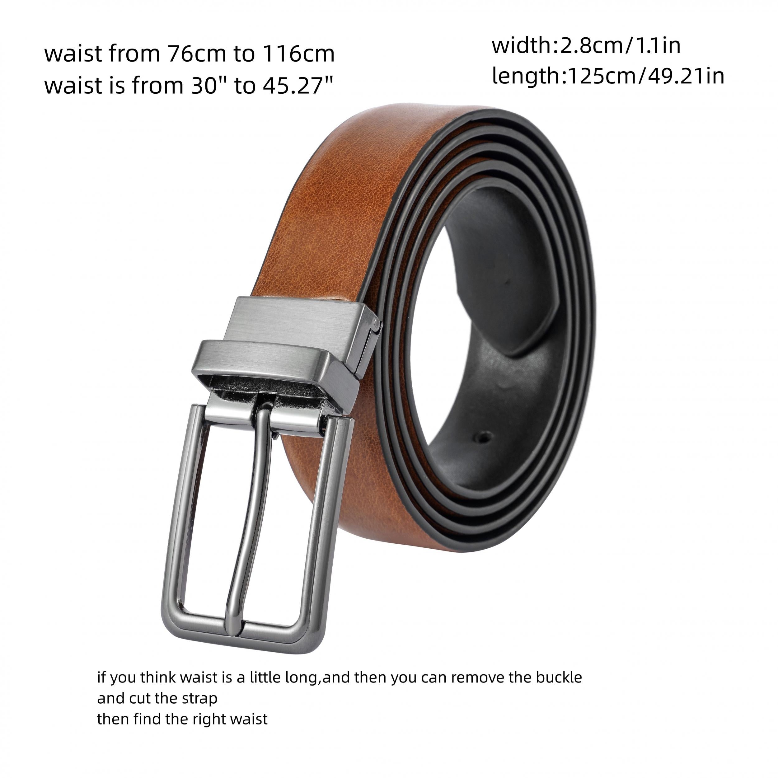  Vintage Leather Belt Reversible Pin Buckle Belt