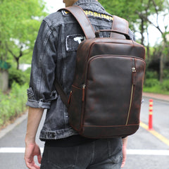 Vintage Leather Backpack Men's Large Capacity Computer Bag