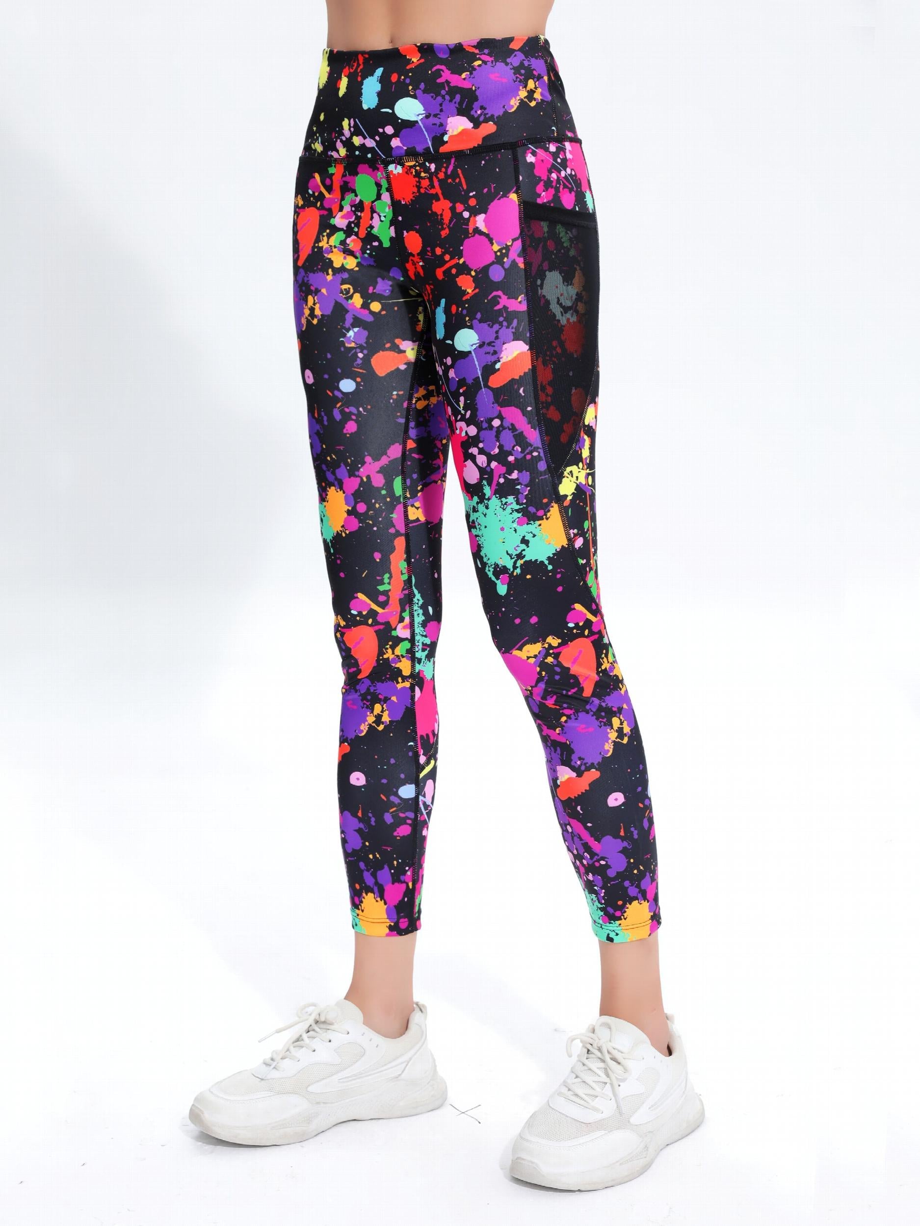 Graffiti Pattern High Waist Fitness Pants Tummy Control Yoga Leggings