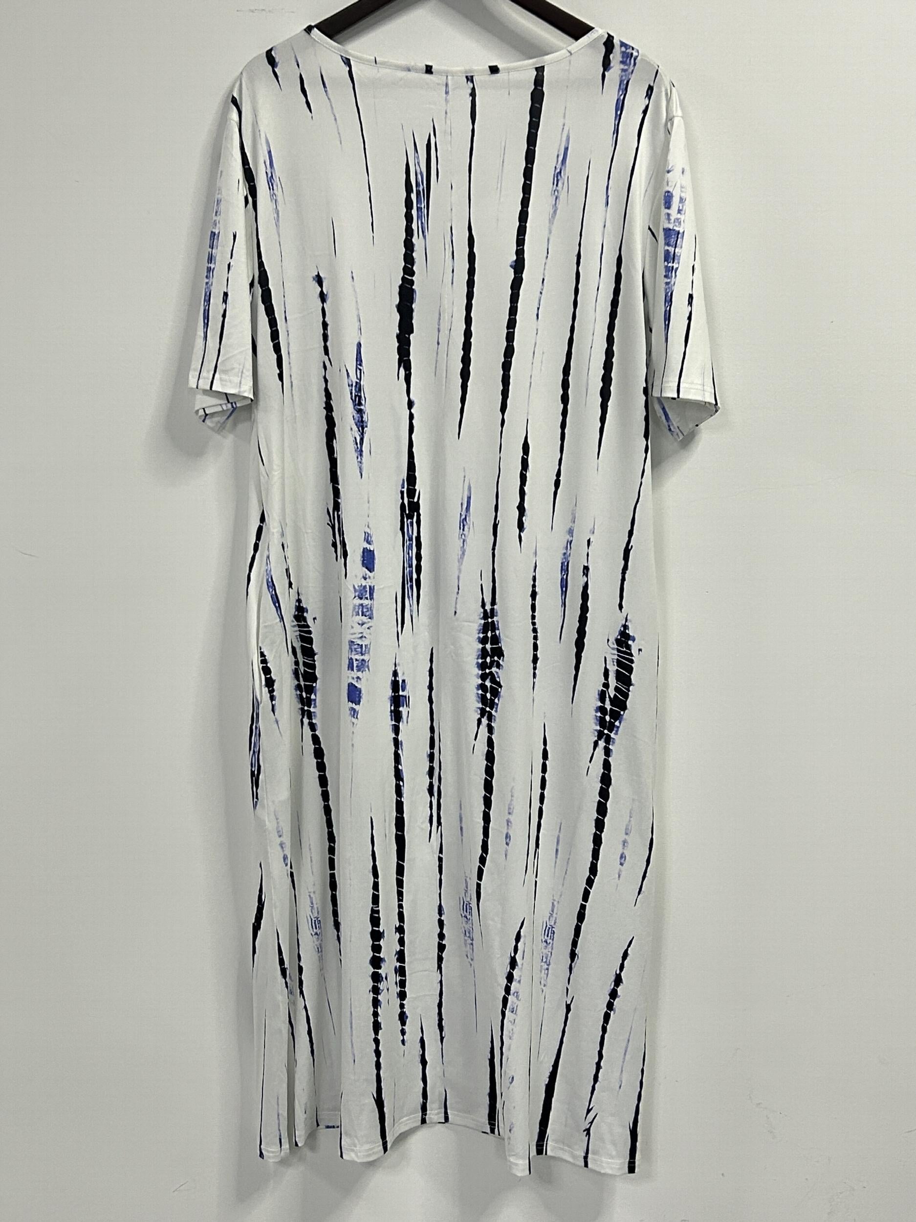  Tie Dye Button Decor Short Sleeve Dress