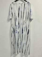  Tie Dye Button Decor Short Sleeve Dress
