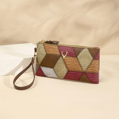 Rhombus Pattern Clutch Bag Women Wristlet Handbag