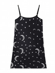  Star Moon Print Round Neck Cami Nightdress