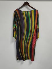  Boho Dress Women's Plus Stripe Print V Neck Tee Dress With Pockets